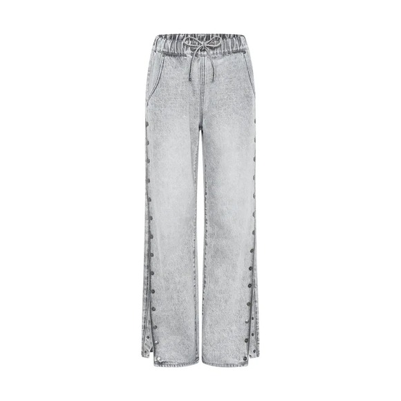 Oneteaspoon Denim - OneTeaspoon Roadhouse Wide Leg Drawstring Denim Jeans Slate Acid Gray Medium